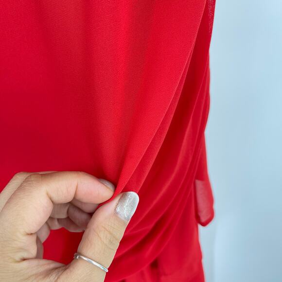 NBD | Christian Gown in Red Asymmetrical Corset Maxi Dress S - Picture 9 of 16